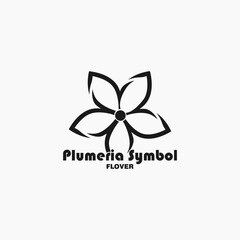 Plumeria silhouette icon. Plumeria flower. Exotic tropical plant symbol.