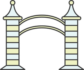 カラーのテーマパーク関連単品イラストアイコンセット　入場門