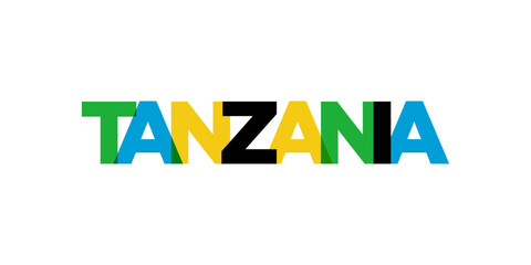 Tanzania emblem. The design features a geometric style, vector illustration with bold typography in a modern font. The graphic slogan lettering.