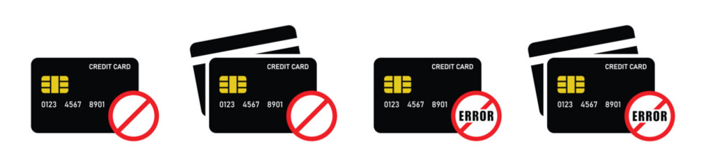 Credit card error icon. Money card blocked icon, vector illustration