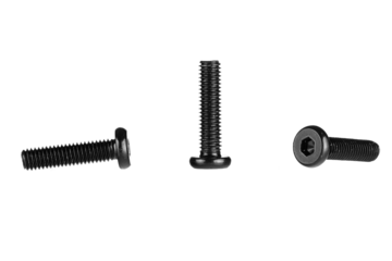 hex socket head screw in black color on isolated white background close up