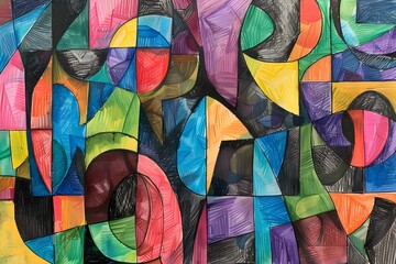 A vibrant abstract composition of charcoal pencil marks. Concept Abstract Art, Charcoal Drawing, Vibrant Composition, Pencil Marks, Artistic Expression