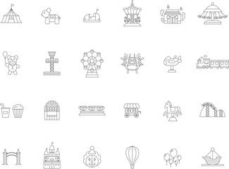 線画のテーマパーク関連イラストアイコンセット