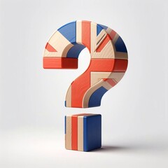 Question mark United Kingdom letters shape 3D wooden Lettering Typeface. AI generated illustration