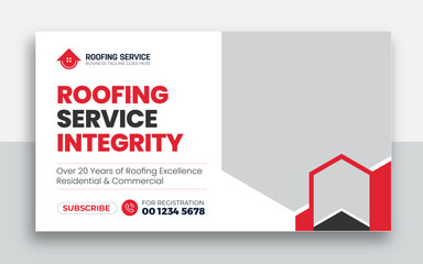 Roofing Service youtube thumbnail and web banner template design	