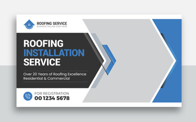 Roofing Service youtube thumbnail and web banner template design	 - obrazy, fototapety, plakaty