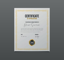 Professional certificate of appreciation Template diploma with luxury and modern pattern background. Achievement certificate.	
