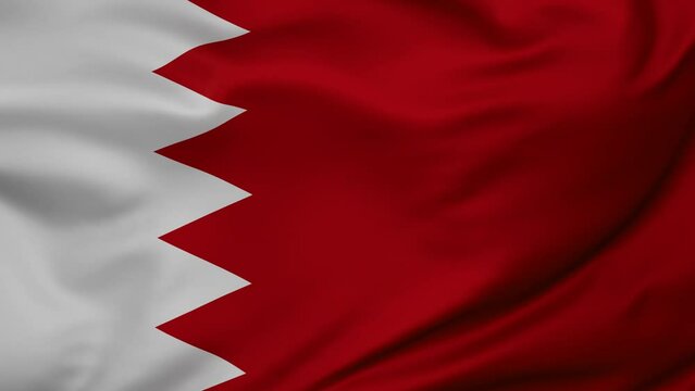 Bahrain wavy flag swaying in the wind, looped endless cycled video, full screen covers flag background