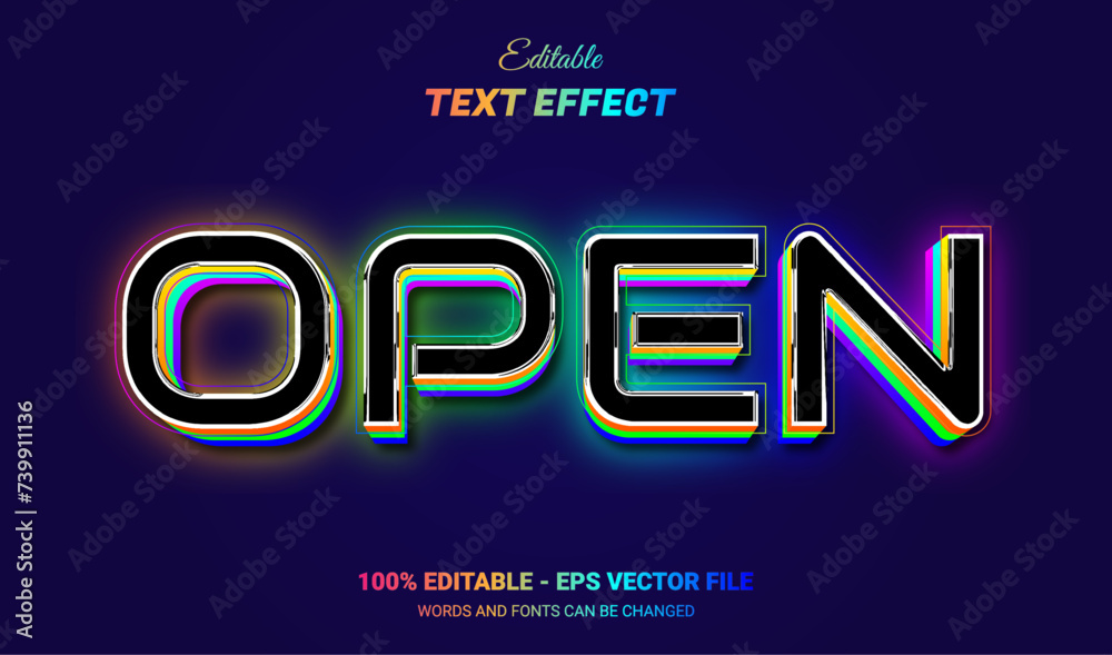 Canvas Prints open editable neon text effect