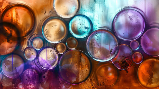 Abstract background with colorful glass bubbles.