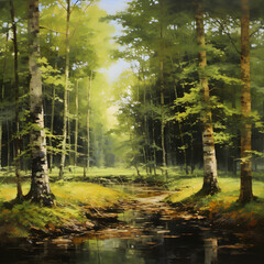 Fototapeta na wymiar The Serene and Captivating Beauty of Raw, Dense Forest during the Transition of Seasons