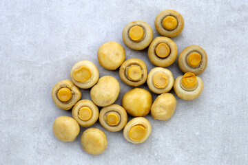 Champignon mushrooms in brine. Canned champignon mushrooms whole
