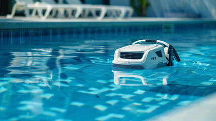 Pool cleaning robot. Pool maintenance.