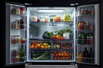 Inside an Open Full Door Fridge Refrigerator