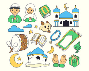 Islamic Doodle Elements Vector Set