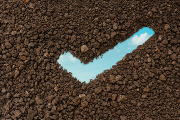 Soil analysis for growing plants.correct sign on fertile ground Environmentally friendly concept...