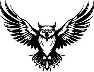 Fototapeta premium Owl - Black and White Isolated Icon - Vector illustration