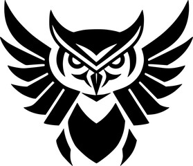Obraz premium Owl | Black and White Vector illustration