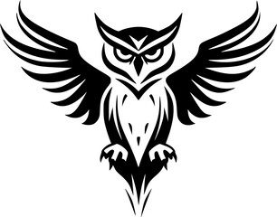 Obraz premium Owl | Black and White Vector illustration