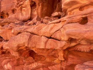 Colored canyon with red rocks in Egypt.