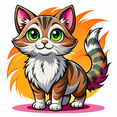 Japan Cat, real style, cute,  white background