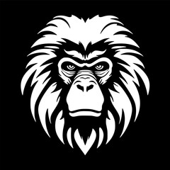 Baboon - Black and White Isolated Icon - Vector illustration