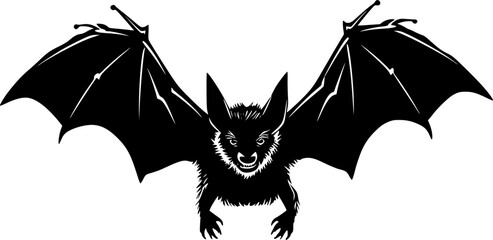 Bat - Black and White Isolated Icon - Vector illustration - obrazy, fototapety, plakaty
