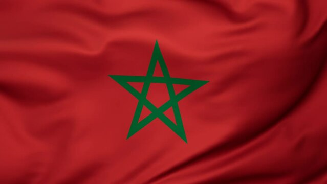 Morocco wavy flag swaying in the wind, looped endless cycled video, full screen covers flag background