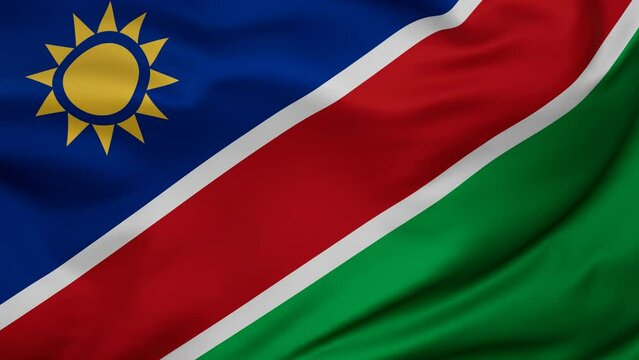 Namibia wavy flag swaying in the wind, looped endless cycled video, full screen covers flag background