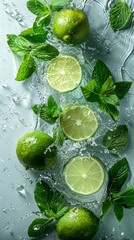 The freshness of a mojito cocktail with splashes