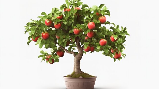 3D Cartoon Illustration of an Apple Tree in a Field