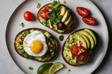 Healthy Brunch: Wholegrain Avocado Toast with a Runny Egg, generative AI