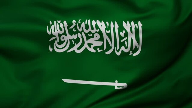Saudi Arabia wavy flag swaying in the wind, looped endless cycled video, full screen covers flag background