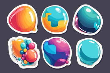 Retro Bubble Abstract Shapes Sticker Pack