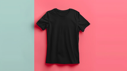 Black T-Shirt on Pink Background for Product Mockup Design Templates