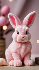Obraz premium Photo Of Easter Pink Bunny.