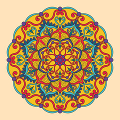 Flower colorful mandala, Floral vector illustration