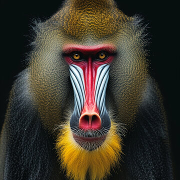 A full body photo of mandrill face , national geographic