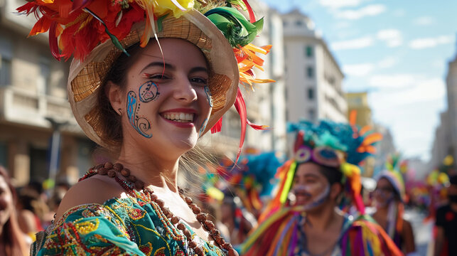 Celebrating llamadas Parade through the streets of Montevideo.