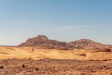 Naklejka premium Desert with mountains. Sinai, Egypt.