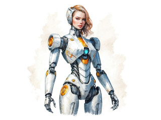 Woman Robot Oil Painting Digital Illustration