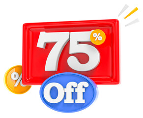 75 percent discount offer 3d render