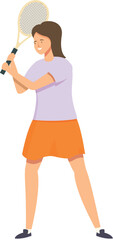 Coach tennis player icon cartoon vector. Female serve ball. Sport speed