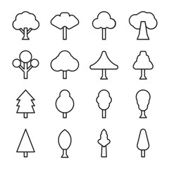 Set of Tree icon for web app simple line basic design