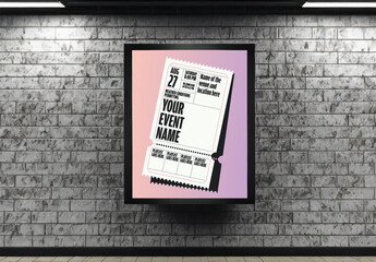 Retro Ticket Vertical Stub Event Poster Template