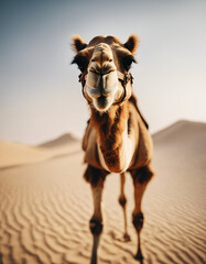 portrait of camel at desert dubai

