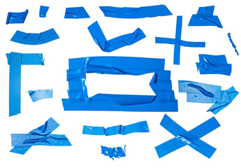 18 Isolated Blue Plastic Tape Overlays