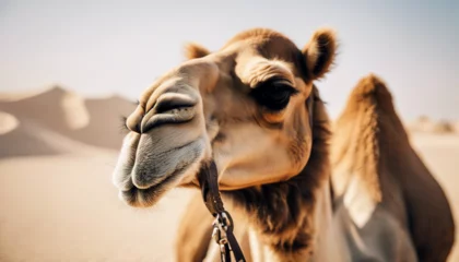Fototapeten portrait of camel at desert dubai  © abu
