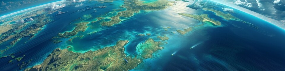 An aerial perspective of the vast Pangaea, where early oceans lap against uninterrupted 