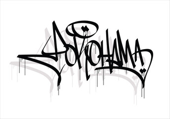 YOKOHAMA city graffiti tag style